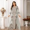 High-Density Beaded Print Muslim Abaya Dress