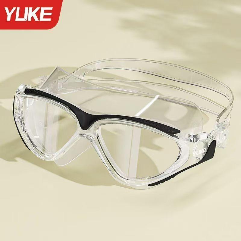 Großer Rahmen Professionelle HD Anti-Beschlag Silikon Schwimmbrille für Erwachsene Mit Ohrstöpseln Schwimmbrille Herren Damen Brille