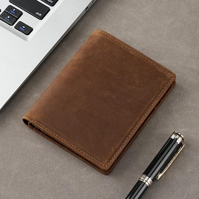 Billetera de Cuero para Hombre Cuero Crazy Horse Billeteras de Cuero Regalo para Hombre