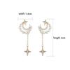 Ladies Zircon Hot Sale Sparkling Delicate Moon Earrings CZ Tassel Stud Jewelry Pendant Birthday Gift