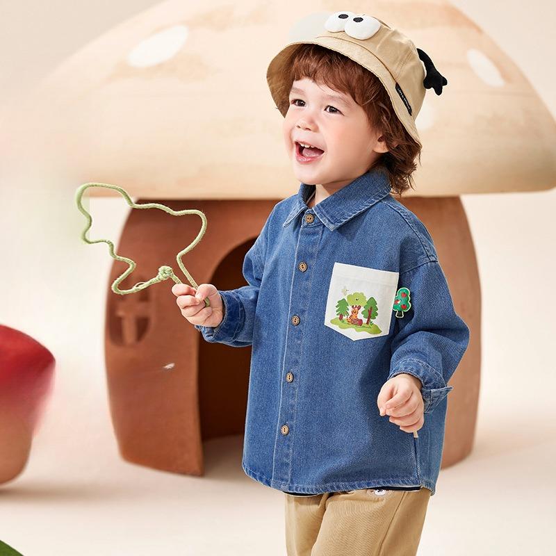 Jarní a podzimní nová dětská volná univerzální ležérní džínová košile