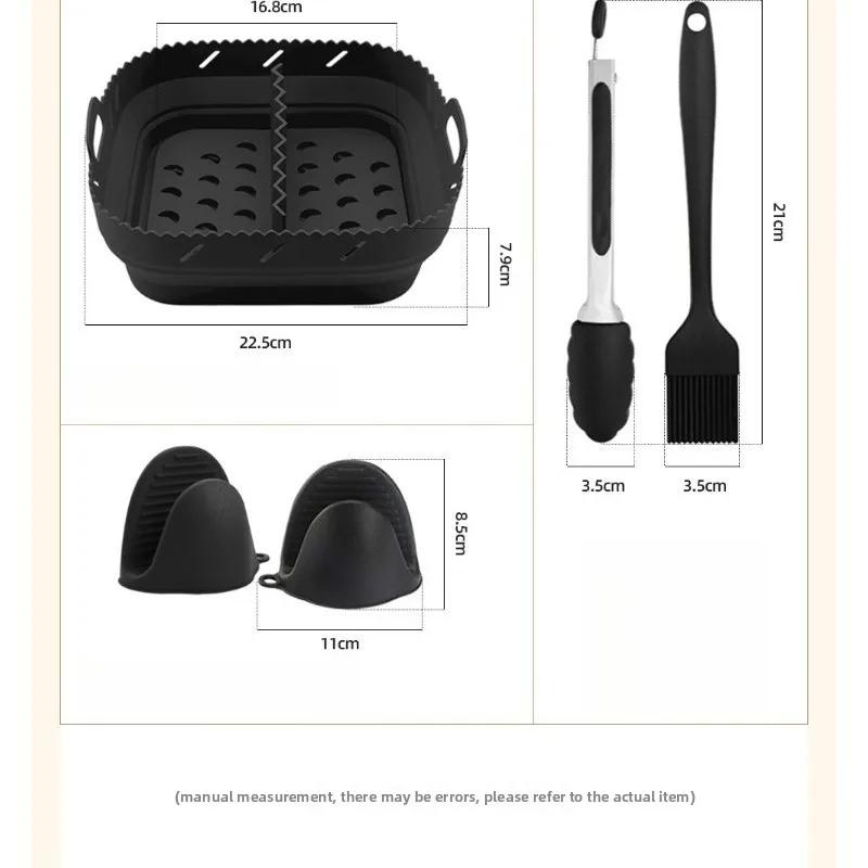 Rectangular 10.4L 5.2L Air Fryer Silicone Tray Set Square 8.5 Inch Non Stick Baking Mat Reusable Kitchen Bakeware Accessory
