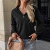 Yiyi 2025 Autumn/Winter Patchwork Hoodie - Casual Buttoned Pullover Sweatshirt