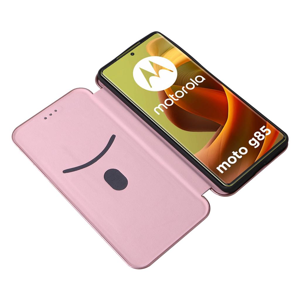 For Motorola Moto G85 5G Case Card Holder Leather Carbon Fiber Texture Phone Cover