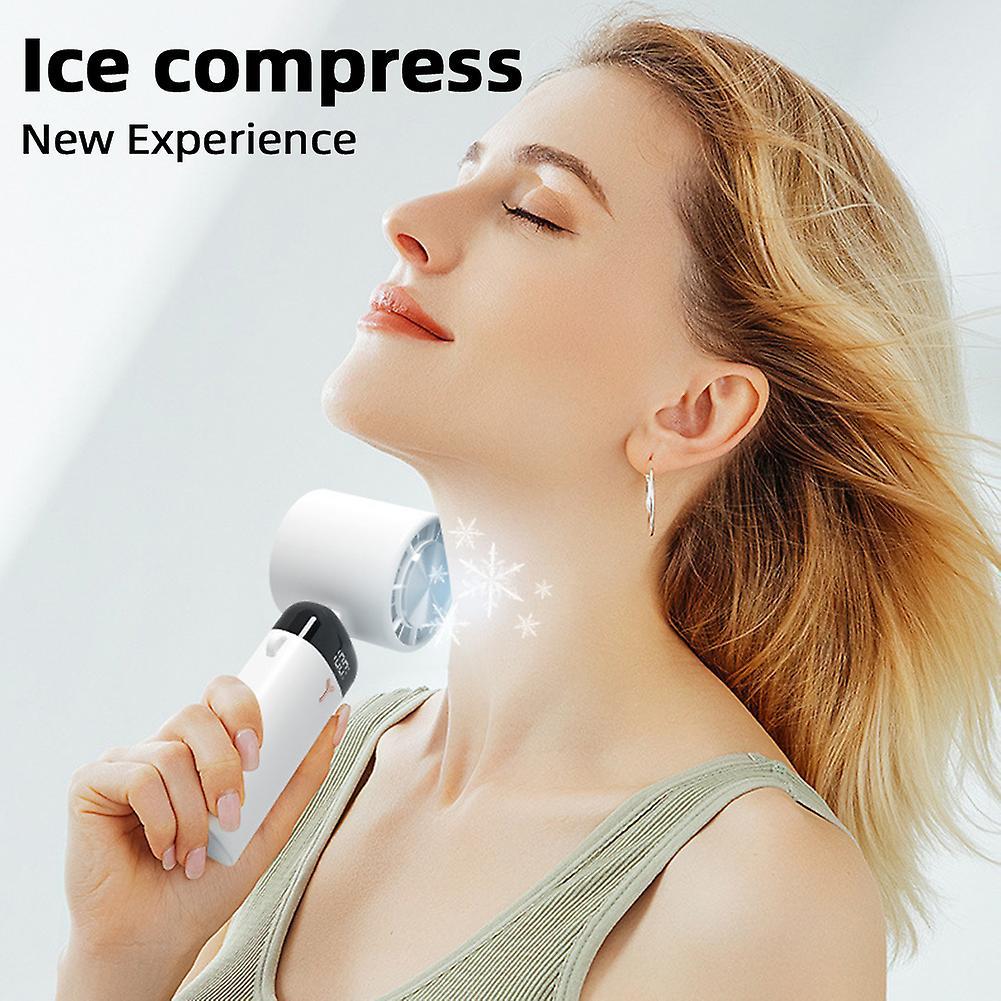 Portable Mini Handheld Fan Cold Compress Air Cooling Fan 2200mAh USB Rechargeable Electric Fan Outdoor Handy Bladeless T