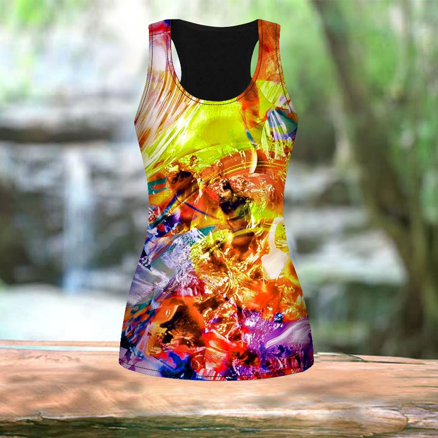 3D Crystal Wave Print L Women Workout Yoga Gym Printed Summer Sport Shirts Plus Size Vests