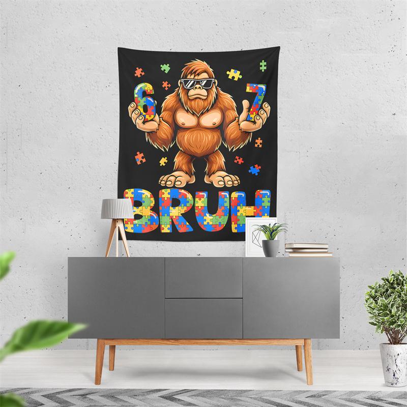 Aertemisi Six Seven Bruh 67 Autism Puzzle 6 7 Meme Tapestry Wall Hanging Art for Bedroom Living Room Decor Dorm