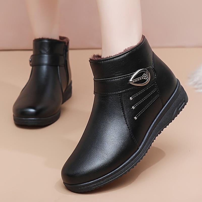 Winter Soft-Soled Non-Slip Boots for Middle-Aged and Elderly Mothers, Thickened and Plush Short Boots for Elderly Women, Warm Shoes for Grandmothers.