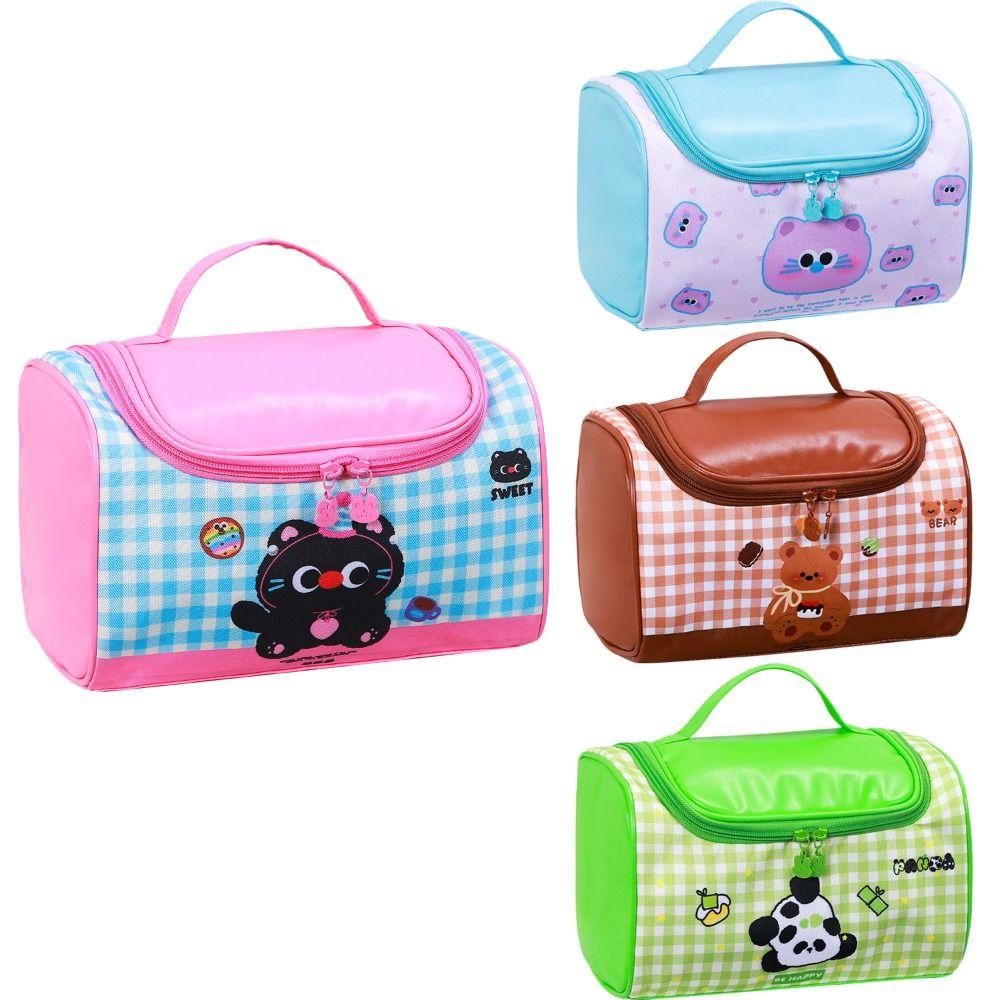 Large Capacity Kitten Makeup Bag Korean Style Toiletry Bag Portable Handheld Cosmetic  Bag  Woman