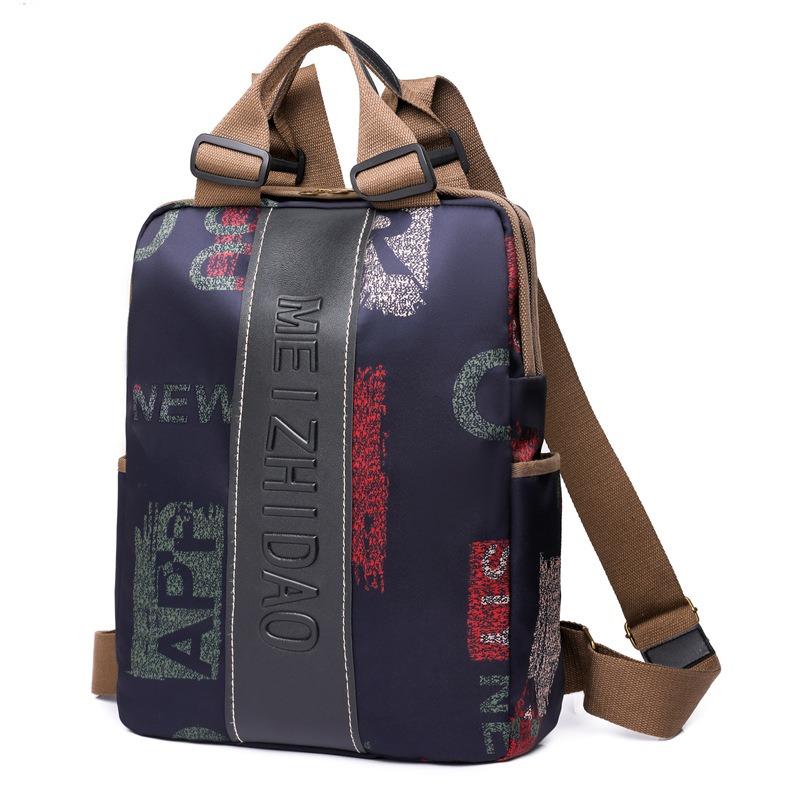 New Women's Guochao Backpack Simple Fashion Printed School Bag Large Capacity Lightweight Travel Bag Leisure Commuter Bag