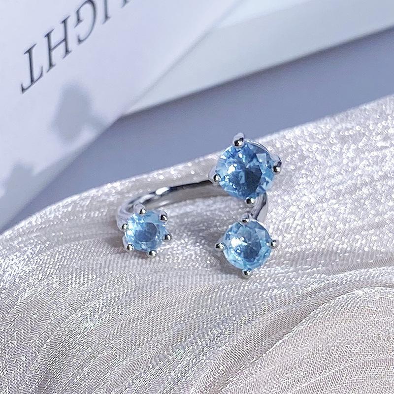 Color Treasure Multi-Color Full Diamond Zir*****Pen Ring Light Luxury High-End Super Flash Niche Design Ring