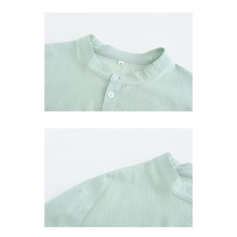 Мужская повседневная рубашка с воротником-стойкой и длинными рукавами из Европы и — фото 7