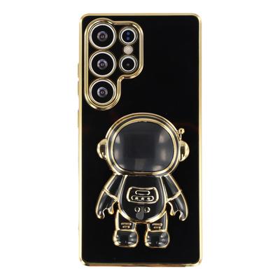 Für Samsung Galaxy S25 Ultra Hülle Galvanisiertes Weiches TPU Handyhülle mit Astronaut Verstecktem Ständer