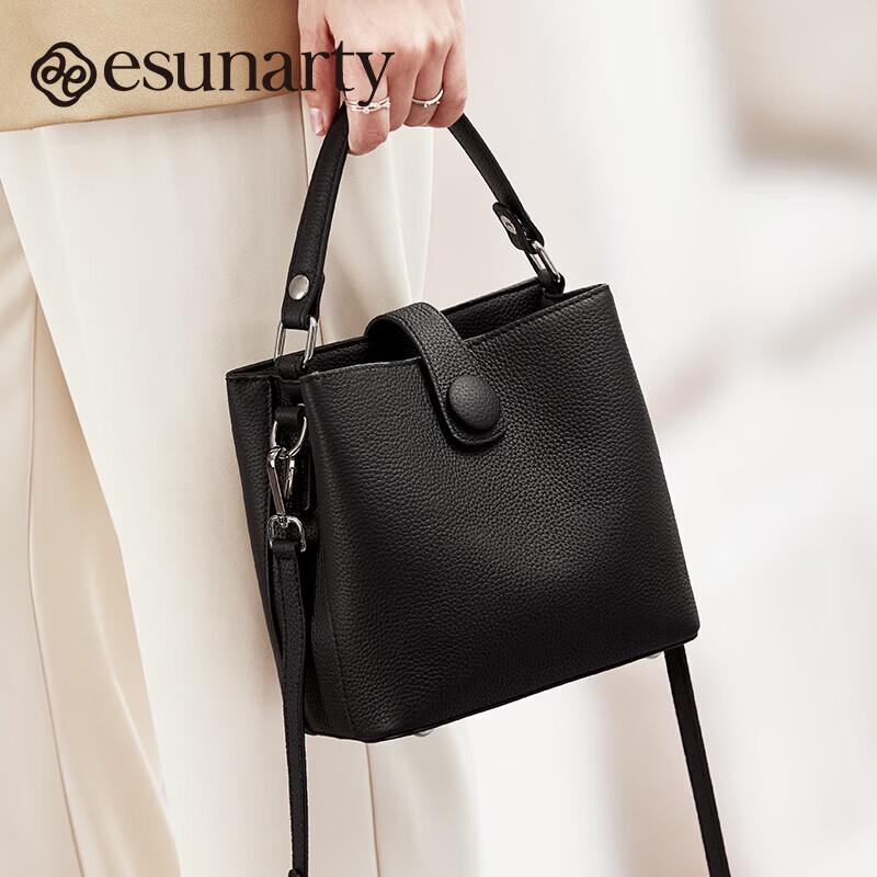 ESUNARTY Women s Genuine Leather Bucket Bag