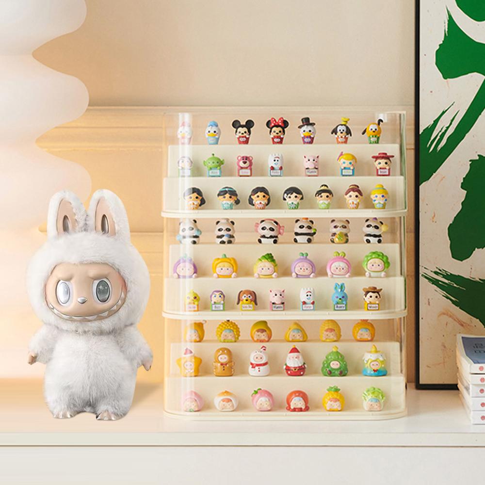 Cute granule display box Stackable Pop Mart Case - Dustproof Blind Box Display Shelf for 3" Figures Acrylic Magnetic Organizer