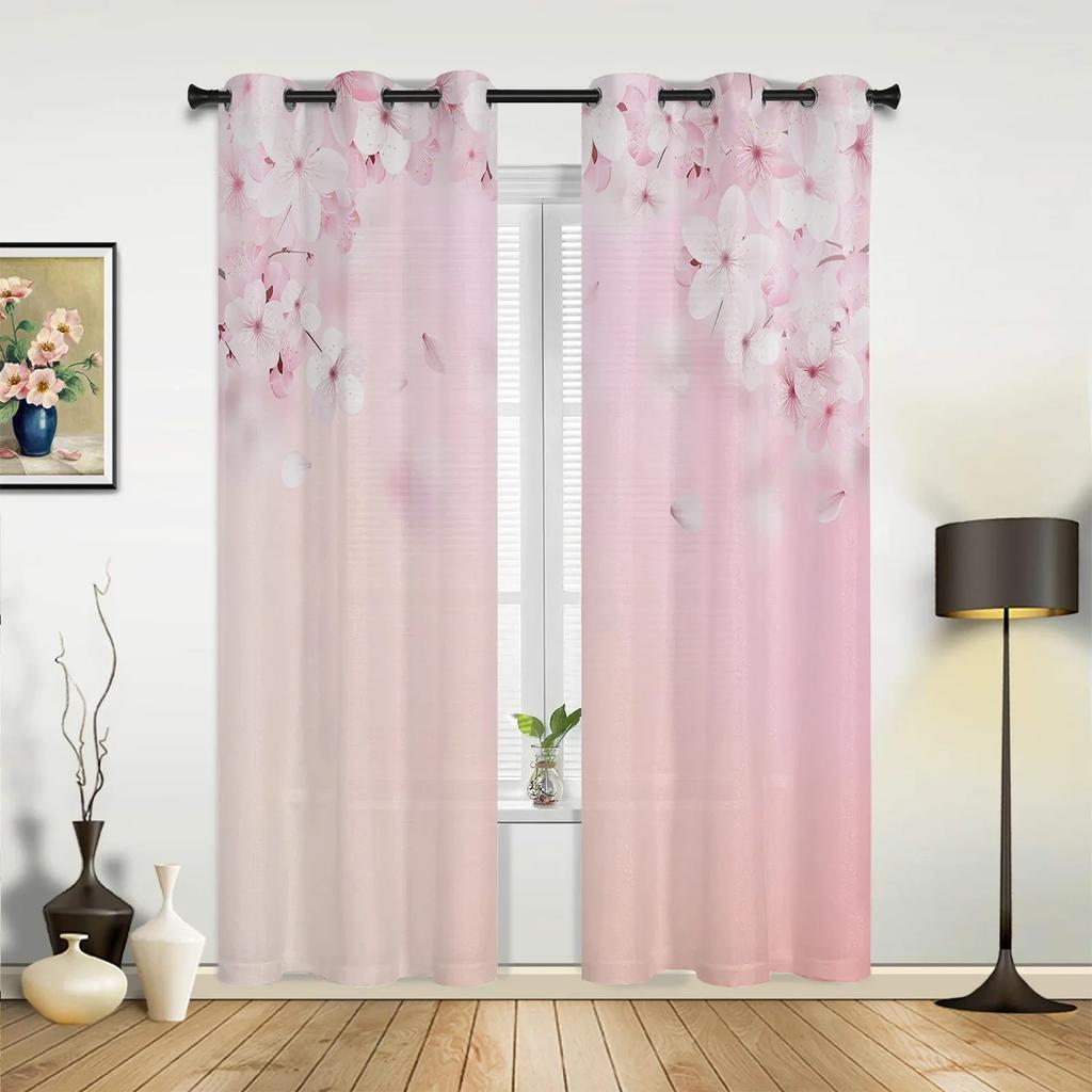 Pink Peach Blossom Flower Curtains for Bedroom Living Room Drapes Kitchen Children's Room Window Curtain Modern Home Decor