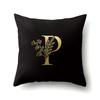 Polyester Pillowcase Car Decoration Black Gold Flower Pillowcase 26 English Letters Home Cushion Cover