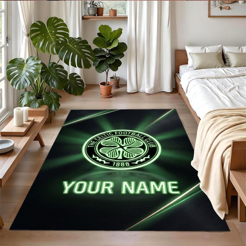 Crystal Velvet Rug Custom Name Text, Soft Non Slip Floor Mat Home DecorCeltic FC