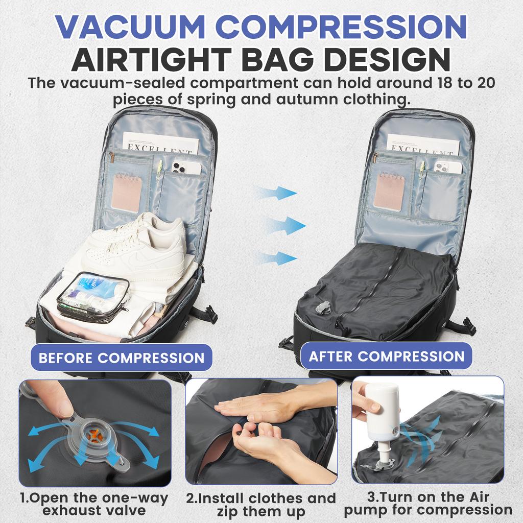 Vakuumkompression Reise-Rucksack - Große Kapazität Faltbare Wandertasche Leichte Laptoptasche, Essentieller Outdoor-Reiserucksack