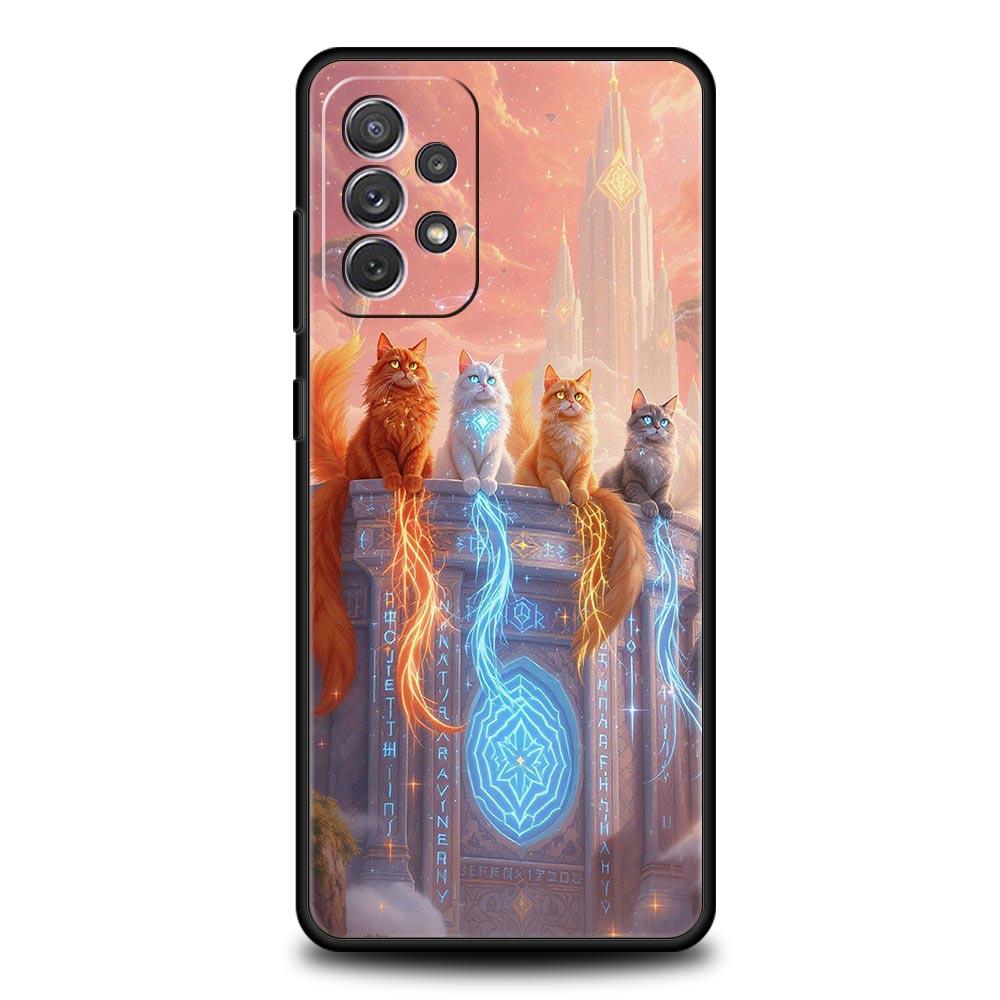 Чехол для телефона Samsung Galaxy A13 A15 A17 A07 A21S A22 A23 A25 A31 A73 A32 A52 A52S A41 5G Мягкий ТПУ Чехол Животное Кошка Татуировка Сумки Samsung A15