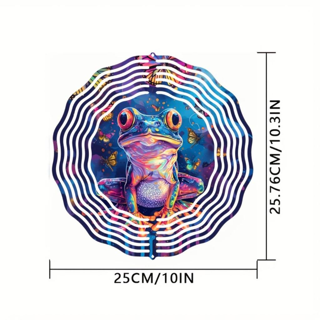 10 Inch Frog Neon Wind Spinner 3D Kinetic Metal Hanging Sculpture with 360 Rotating Hook for Outdoor Garden Yard Patio Decor Unique Gift