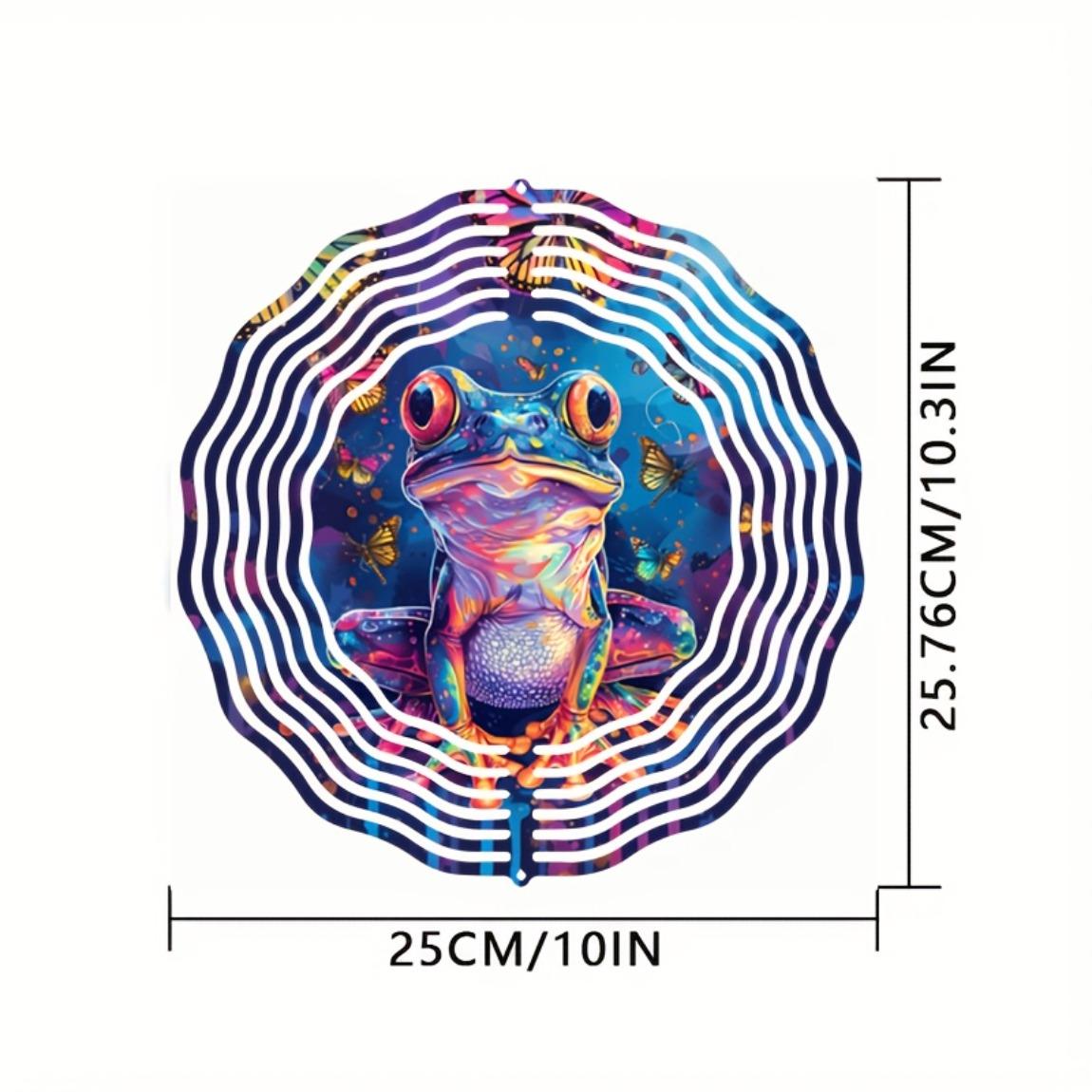 

10-дюймовый неоновый флюгер-вертушка «Лягушка», 3D кинетическая металлическая подвесная скульптура с вращающимся на 360 градусов крючком для декора сада, двора, патио на открытом воздухе, уникальный подарок 01A