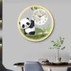 Circular transparent panda wall clock living room dining room decorative painting Creative LED wall light hanging wall clock