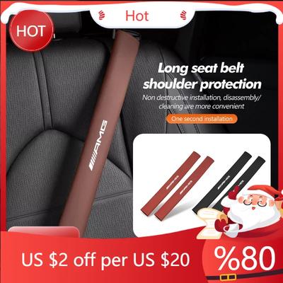 Bujdfk1 2025 Hot Car Extended Belt Cover Shoulder Pads Leather Seat Belt Cover For Mercedes Benz AMG W204 W205 W203 W211 W201 W210 W108