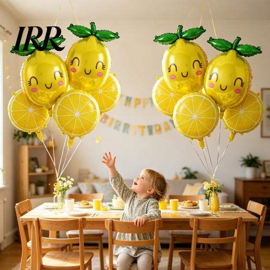 Brautjungfern-Zitronen-Deko 10 Stück Ballons, Sommer Gelbe Obst-Folienballons für Scheibenballon-Themen-Geburtstagsparty-Zubehör, Urlaub