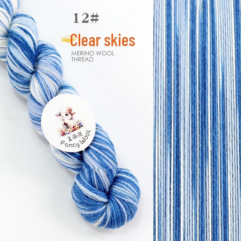 Hand-Dyed Variegated Wool Yarn: Ideal for DIY Knitting, Medium-Thickness Cotton, and Wool Blend for Hats and Scarves