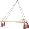 Handcrafted Macrame Woven Tassels Wooden Beads Wall Shelf for Home Decoration