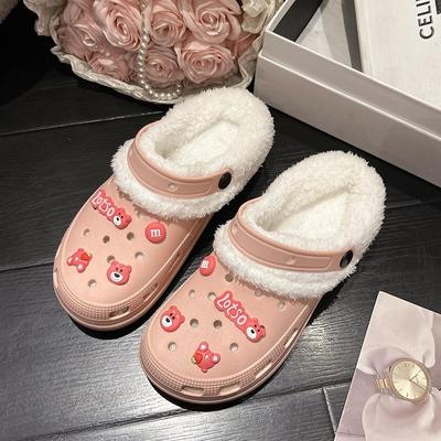 Afneembare Nieuwe Velours Schoenen voor Meisjes in Herfst en Winter, Leuke Hoge Hakken voor Meisjes, Katoenen Pantoffels voor Studenten, Pluizige Katoenen Schoenen