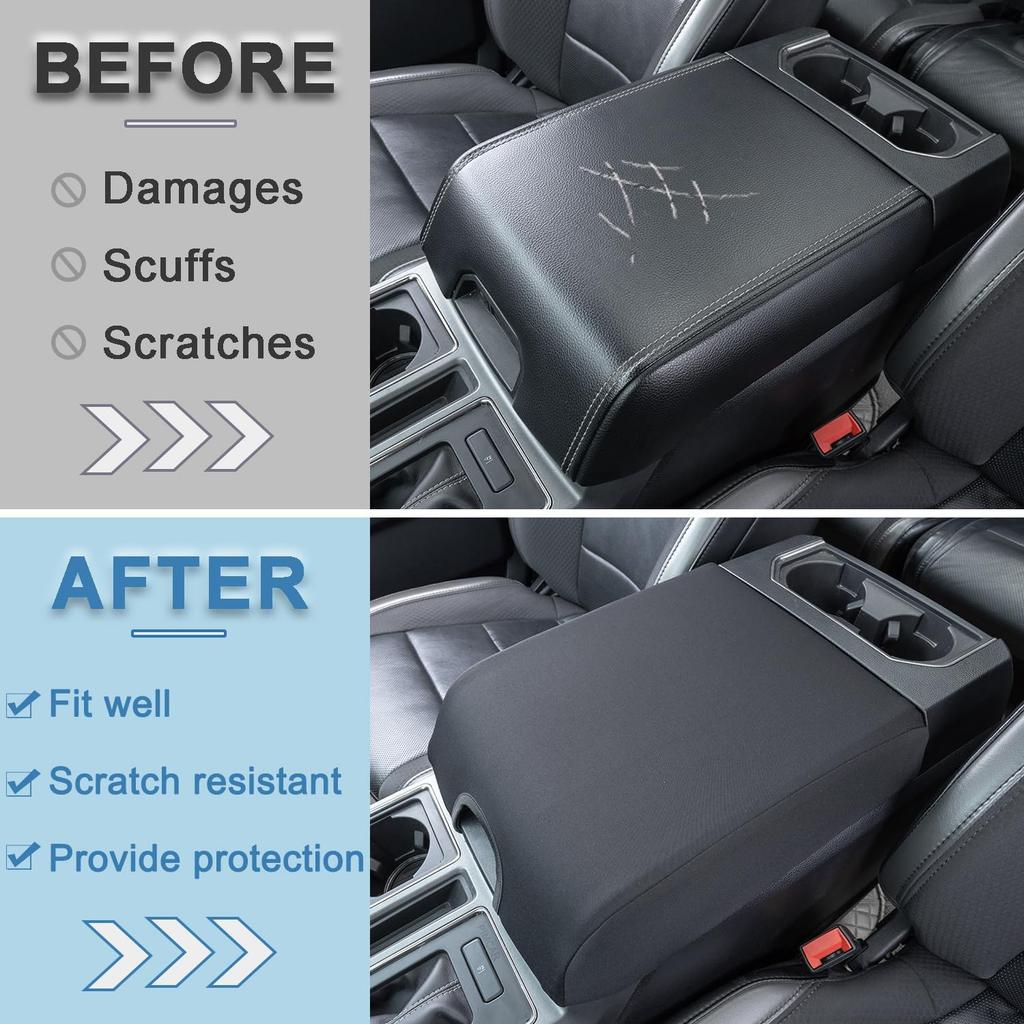 PIMCAR Center Console Cover For Ford 2015- F150, 2017- F250 F350 F450, 2018-2024 Expedition Interior Accessories Soft Cozy Neoprene Armrest Cover