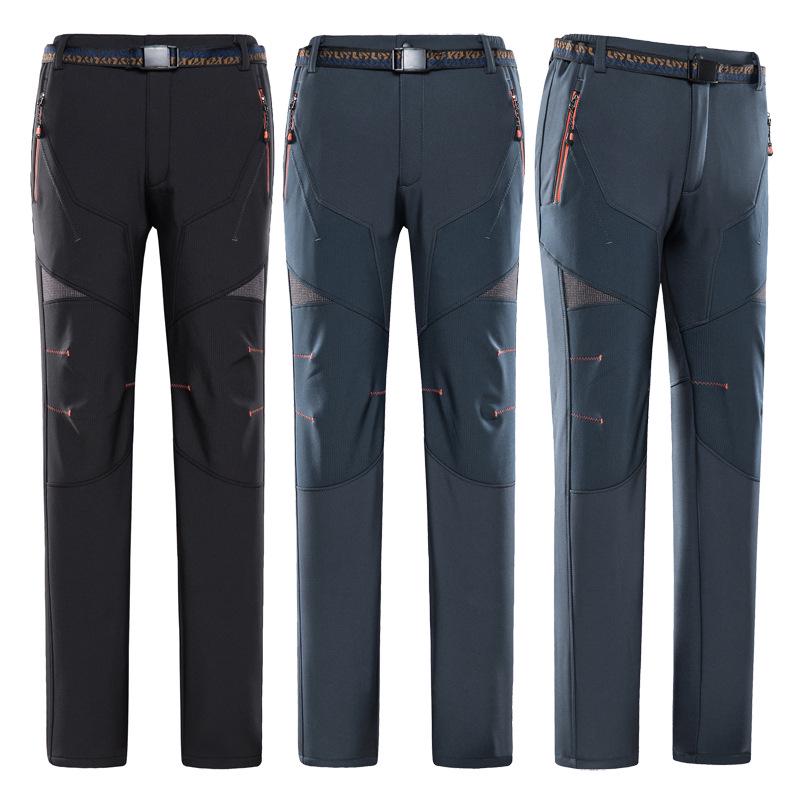 Men's and Women's Plus Size Slim Fit Fleece-Lined Waterproof Windproof Winter Mountaineering Pants