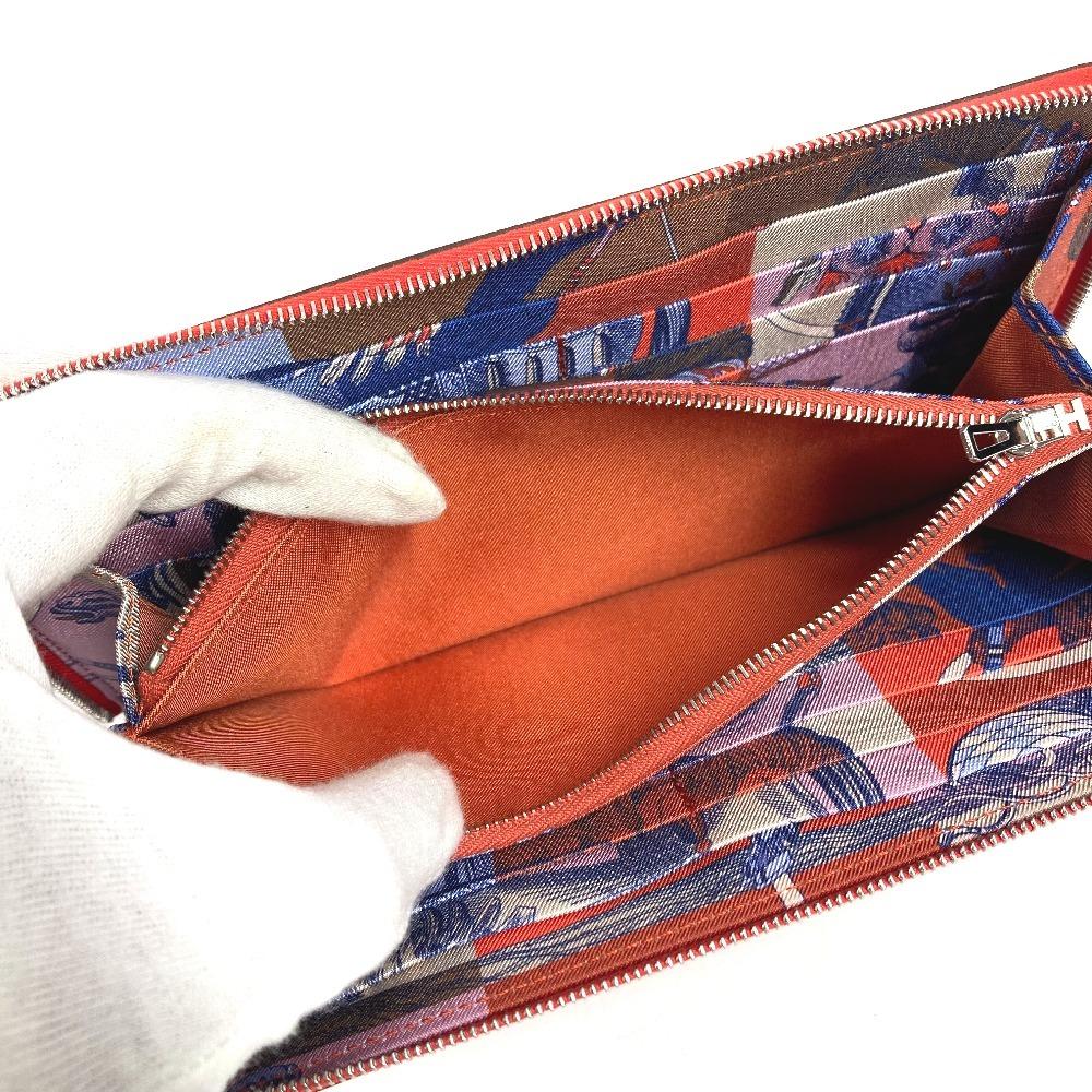 HERMES Azap Long Silk-In Wallet Zip Around Long Wallet Epsom Capusine Orange