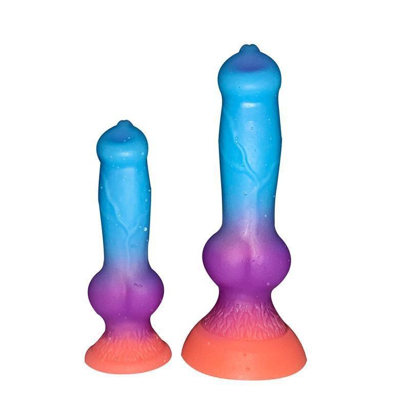 Glow-in-The-Dark Realistic Canine Dildo - Animal Shape Fantasy Toy for Women, Liquid Silicone Adult Sex Toy, Extra Soft Penis Stimulator