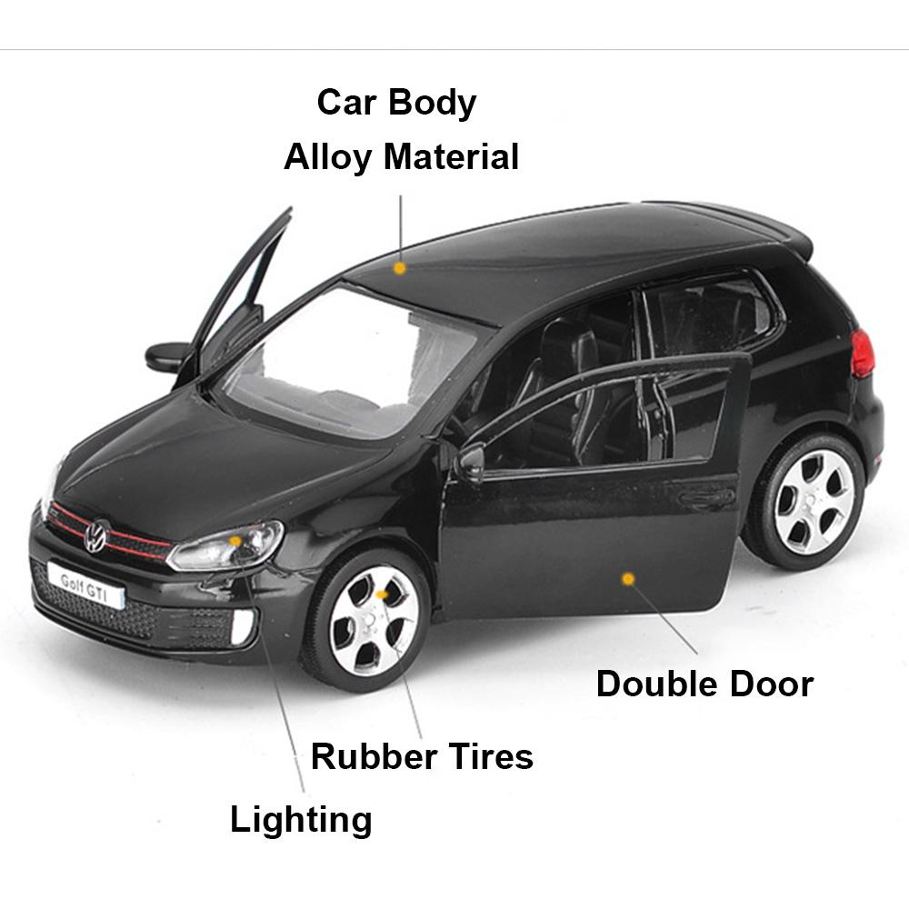1:VW Golf 6 Modellauto im Maßstab 1:36 aus Metallguss, detailgetreue Nachbildung, Metallkarosserie, Türen zum Öffnen, Rückziehmechanismus – ideales Geschenk für Kinder