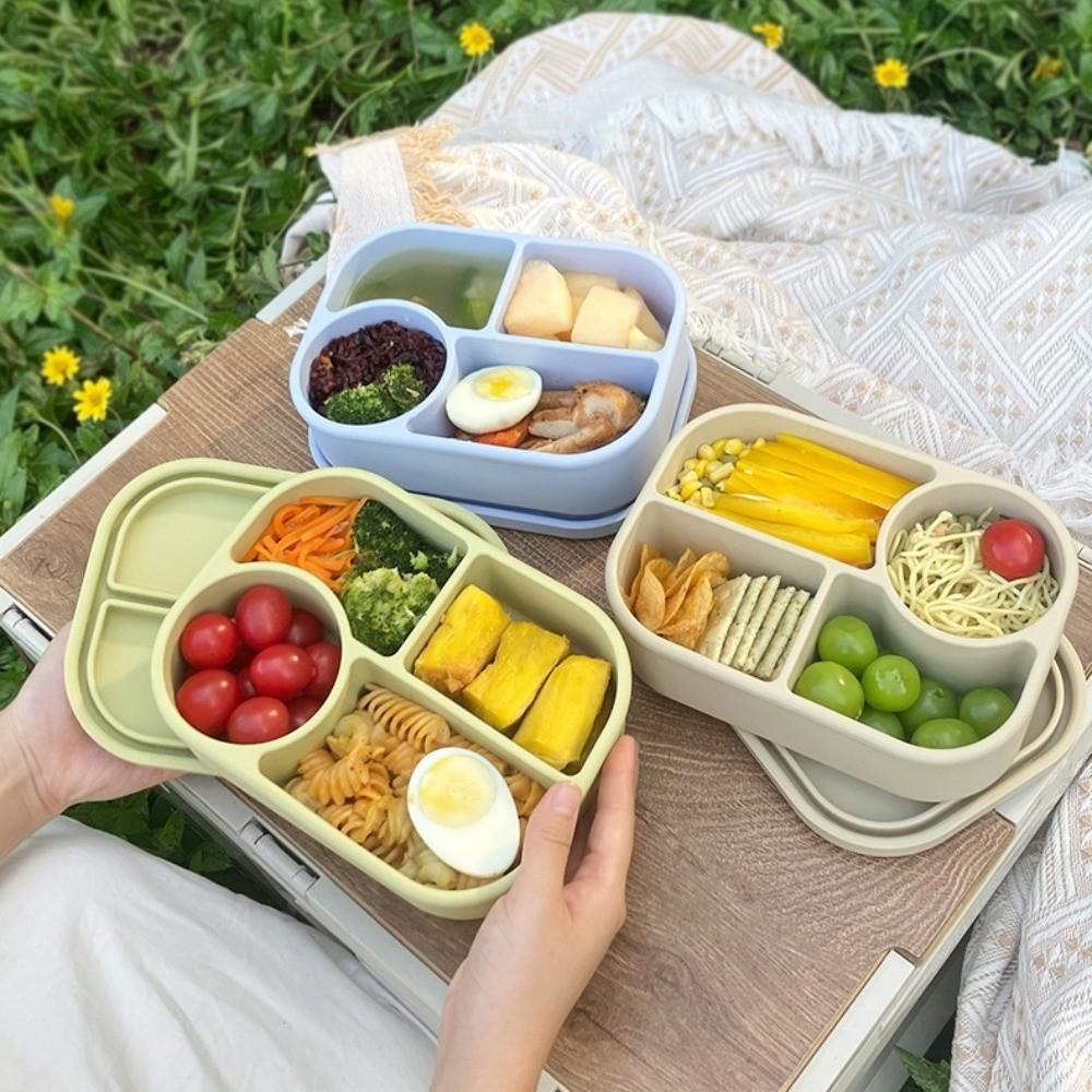 4 Grids Divided Lunch Box 750ml Food Storage Container for Kitchen