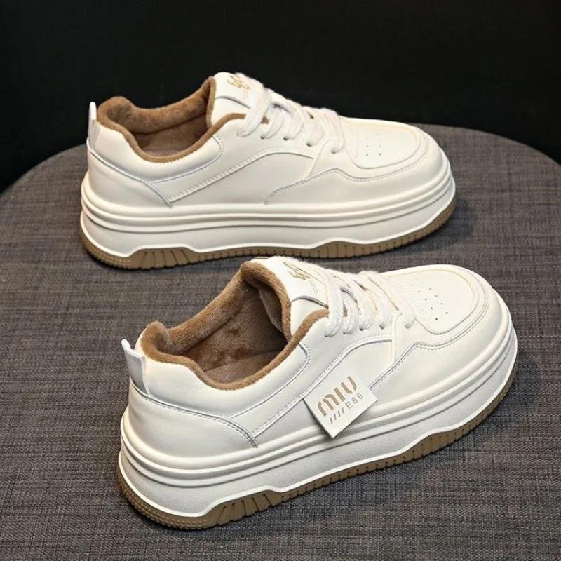 Spring Sports Running White Chunky Sneakers Women Shoes Platform Loafers Lace Up Flats Trend Spring Casual Mom Vulcanized Shoes