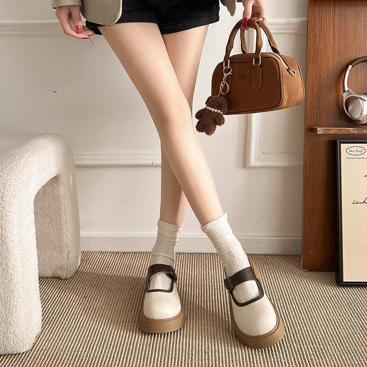 [Youshilai] Round Head Thick Bottom Lazy One-pedal Women's 2025 Spring New Belt Buckle Fashionable Outer Slippers