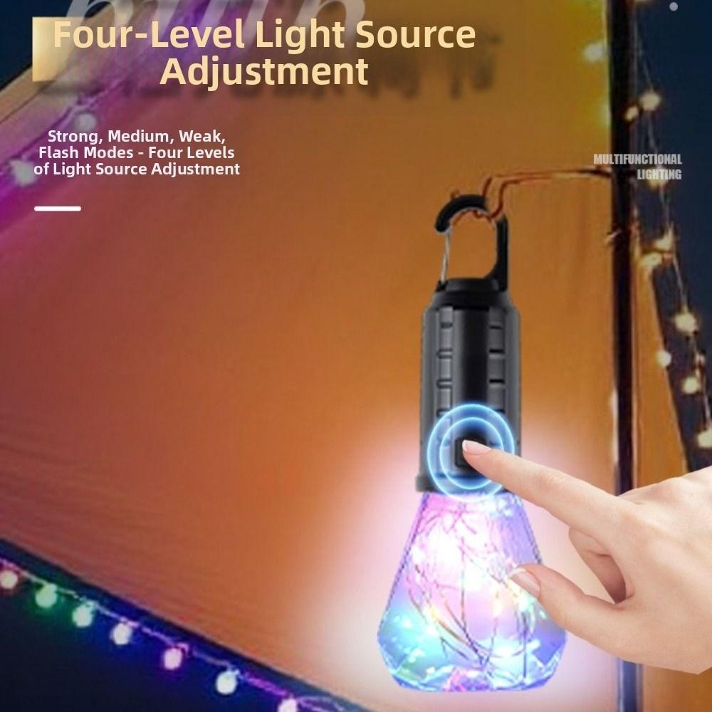 Waterproof Solar Tent Light Dimmable Colorful Atmosphere Lamp LED Camping Light  Outdoor Adventure