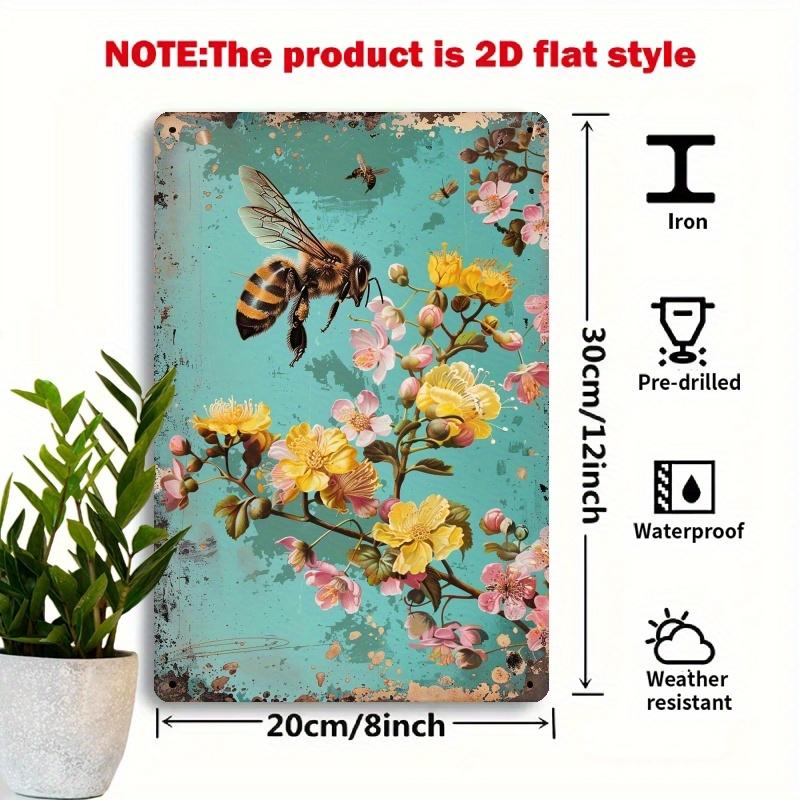 

Retro Vintage Biene Decorative Sign Eisen Wandschild Wasserdicht Wetterfest Wohnzimmer Veranda Garten Wanddekoration Geschenk 20x30cm（7.8x11.8inch）