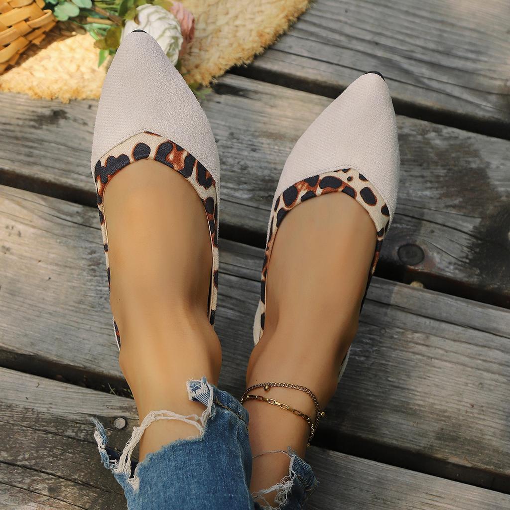 Fashion Pointe Toe Spring Summer Flat Fashion Ladies Shoes Slip-on Size Retro Comfortable Leopard Shoes Women Flats Woman Casual Shoes