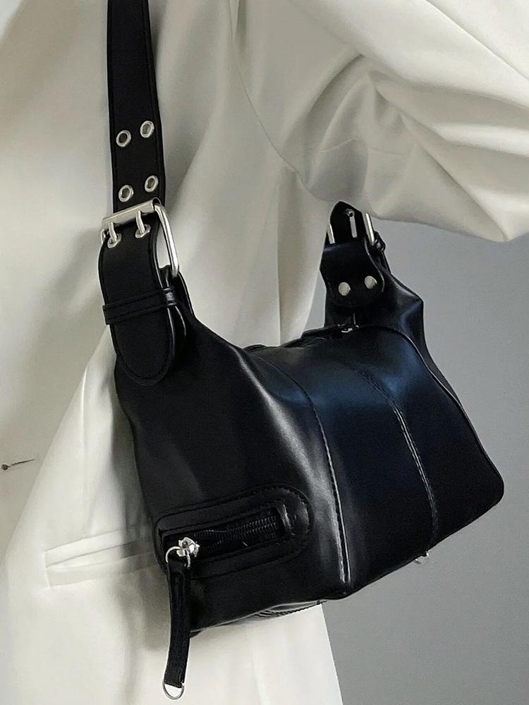 Stylowa torba motocyklowa Y2K z wyższej półki - Europejsko-amerykańska fajna torba pod ramię na pasek z designem crossbody na jedno ramię