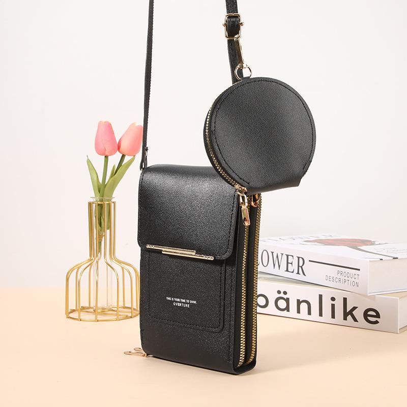 Fashion Two-piece Women's Bag Vertical Touchable Mobile Phone Bag Multi-compartment Messenger Bag with Mini Change Bag