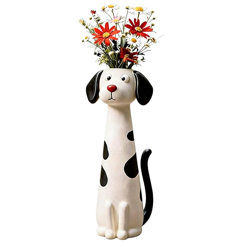 Jarrón para Perros Original Hecho a Mano Moderno Lindo Jarrón de Flores con Forma de Perro Adorno Creativo para Sala de Estar Oficina Estudio Decoración del Hogar
