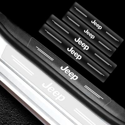 4 pièces Protection de seuil de voiture Transparent Badge décoratif Autocollant 3D pour JK JL TJ Renegade Patriot Wrangler Cherokee Patriot Trail Liberty