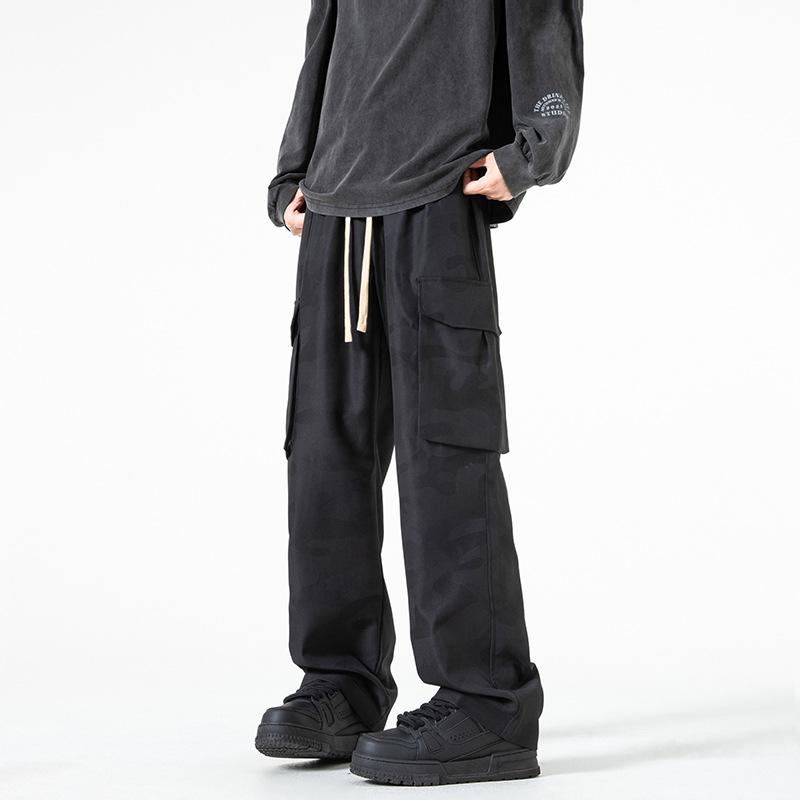 

Men s outdoor washed camouflage overalls men s straight pants high street versatile new men s casual S