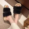 Premium thick bottom heightening fluffy slippers women's outer wear 2025 spring and autumn new office rabbit hair home cotton slippers