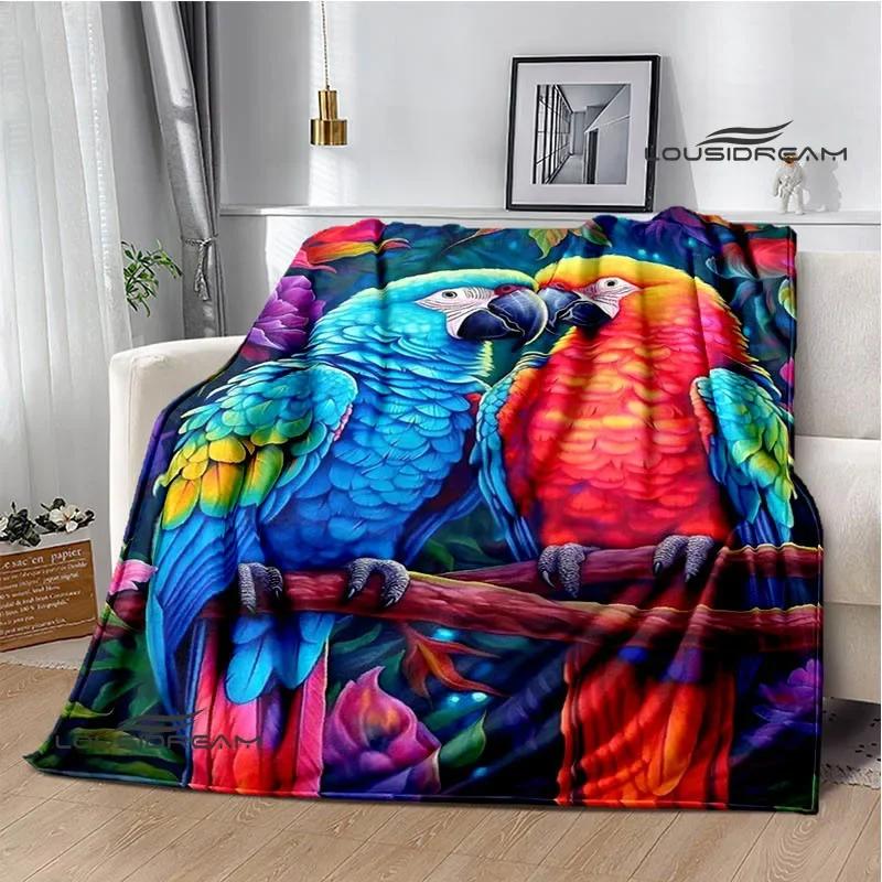 3D Parrot Cute Printed Blankets Picnic Blanket Warm Flannel Blankets Soft and Comfortable Blanket Bed Linings Birthday Gift